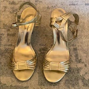 Light gold dressy sandal heel Ralph Lauren